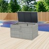 WELLFOR 88gal Outdoor Patio Garden Rattan Storage Box Gray - 2 of 4