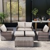 Decksplore 6 Pieces Outdoor Patio Wicker Furniture Set with Coffee Table and Seat and Cushions - 3 of 4