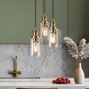 LNC Arlimutike Modern Cluster Chandelier,Gold with Clear Cyliner Glass,11.4in/25in - 2 of 4
