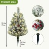 2-Pack 24-Inch Pre-Lit Potted Outdoor Christmas Trees with Warm Lights, Berries & Pine Cones, Small Pathway/Porch Xmas Decor - 2 of 4