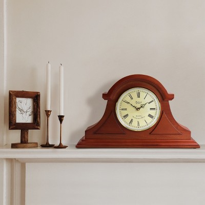 Mahogany Cherry Oak Mantel Clock with Roman Numerals