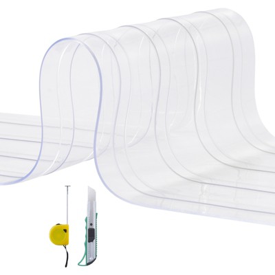 VEVOR Strip Curtain, 75' Length, 8" Width, 0.08" Thickness, Clear Ribbed Plastic Door Strips, PVC Curtain Strip Door Bulk Roll
