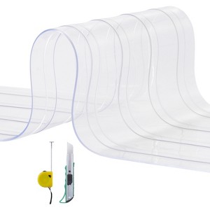 VEVOR Strip Curtain, 75' Length, 8" Width, 0.08" Thickness, Clear Ribbed Plastic Door Strips, PVC Curtain Strip Door Bulk Roll - 1 of 4