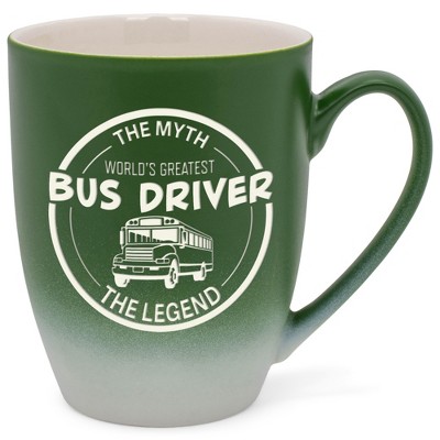 Elanze Designs Greatest Bus Driver Two Toned Ombre Matte Green and White 12 ounce Ceramic Stoneware Coffee Cup Mug