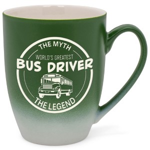 Elanze Designs Greatest Bus Driver Two Toned Ombre Matte Green and White 12 ounce Ceramic Stoneware Coffee Cup Mug - 1 of 4