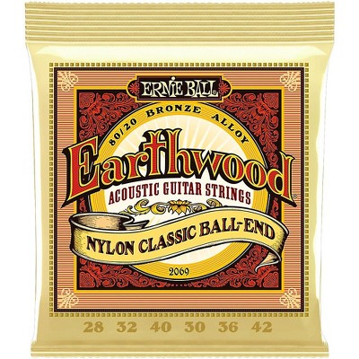 Ernie Ball 2069 Earthwood 80/20 Bronze Folk Nylon Ball End Acoustic Guitar Strings