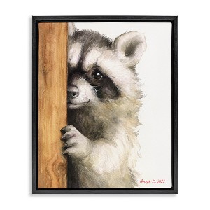 Stupell Industries Peering Raccoon Watercolor, 17" x 21" - 1 of 4
