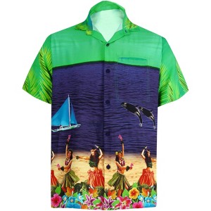 LA LEELA Men's Hawaiian Shirts Short Sleeve Button Down Shirt Mens Vacation Shirts Beach Casual Tropical Shirts for Men - 1 of 4