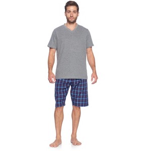 Ashford & Brooks Men's Woven Short Sleeve Jersey Top & Pajama Shorts Set - 1 of 4