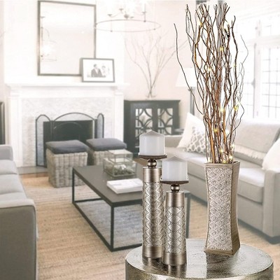 Elegant Dublin Brushed Silver Decorative Vase Trio