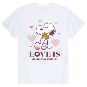 Men's - Peanuts - Love Is Snuggles And Cuddles Short Sleeve Graphic T-Shirt - 1 of 4