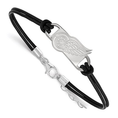 Black Bow Jewelry Sterling Silver Detroit Red Wings NHL Charm Bracelet 7 Inch