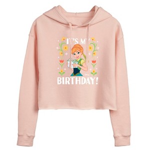 Women's - Disney - Anna It's My Birthday Cropped Graphic Hoodie - 1 of 2