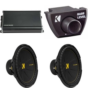 Kicker (2) 50CWCS154 CompC 15" Subwoofer, Single 4-Ohm with CXA12001 Amp Bundle ( Includes Bass Knob ) - 1 of 4