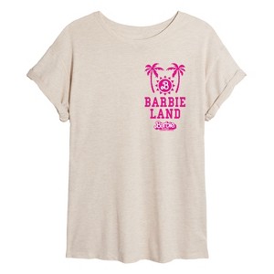 Women's - Barbie - Barbie Land Palm Trees & Sun Oversized Graphic T-Shirt - 1 of 4