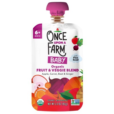 Once Upon a Farm Apple, Carrot, Beet & Ginger with Flax Seed Organic Baby Food Pouch - 3.2oz