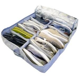 5 Star Super Deals Under Bed Shoe Storage Organizer Chest Box Under bed Zippered Transparent Cover  small space Bedroom, Closet, Trunk 14 Pocket Grey - 1 of 4