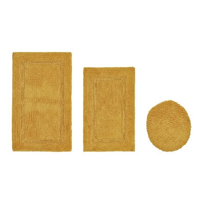Lux Premium 100% Cotton  Ultra-Soft Tufted Solid Reversible 3 Piece Bath Rug Set, Water-Absorbent, Durable, Machine Washable Bathroom Rug