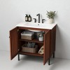 30" Vintage Bathroom Vanity with Slatted Doors, Ceramic Sink, Adjustable Shelf, Soft-Close Hinges, Square Tube Black Legs - 2 of 4