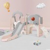 Toddler Slide and Swing Set 7 in 1, Kids Playground Climber Slide Playset with Basketball Hoop,Tunnel for Babies Indoor & Outdoor,pink and grey - 2 of 4