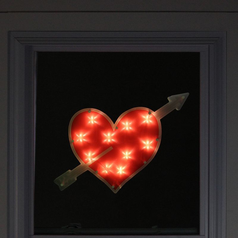 Northlight Lighted Heart with Arrow Valentine's Day Window Silhouette - 18" - Red and White, 3 of 5