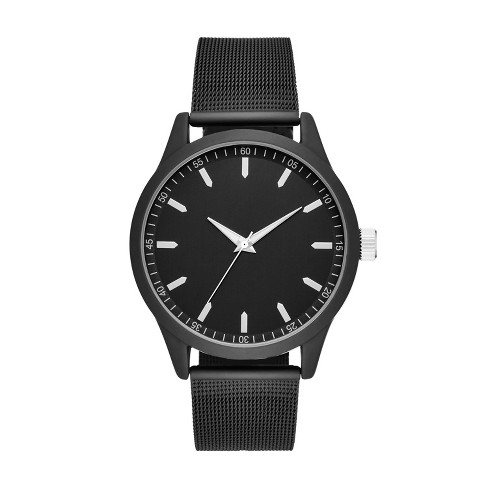 Men's Rubberized Case Mesh Strap Watch - Goodfellow & Co™ Black : Target