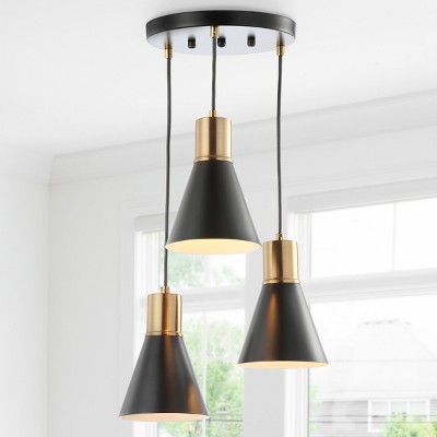 Apollo 15" Black and Brass Gold Metal Cluster LED Pendant Light