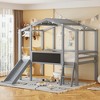 Bellemave Twin Size Loft Bed with Ladder and Slide, House Bed with Blackboard and Light Strip on the Roof,Gray - 3 of 3