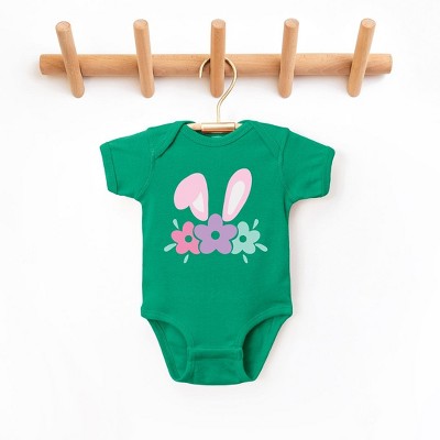 The Juniper Shop Bunny Ears With Flowers Baby Bodysuit