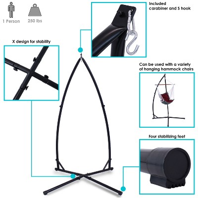 Black Steel X-Stand for Hanging Hammock Chairs