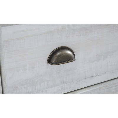 Traditional White and Brown 2-Drawer Nightstand with USB Charging