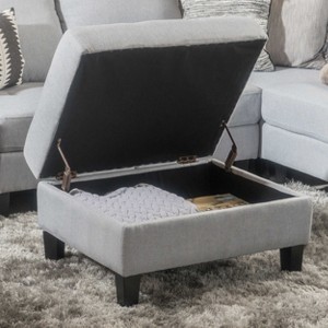 CAVINAS Linen Fabric Storage Ottoman Bench with Tufted Top and Pressure Hinges,Upholstered Storage Ottoman,Storage Bench for Living Room,Bedroom - 1 of 4