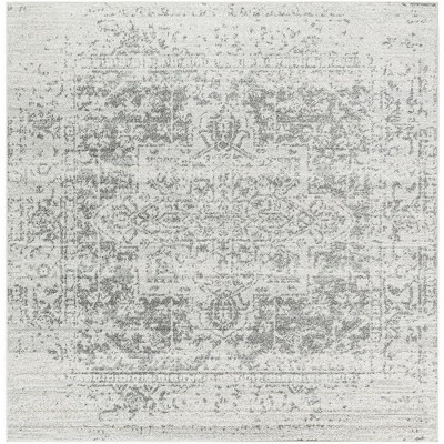 Mark & Day Amelia 6'7"x6'7" Square Woven Indoor Area Rugs Charcoal/Light Gray/Beige: Traditional Medallion, Stain-Resistant, Pet Friendly