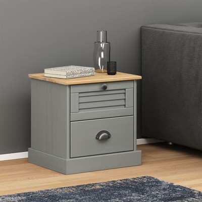 vidaXL VIGO Bedside Cabinet Gray 16.5"x13.8"x16.5" Solid Wood Pine