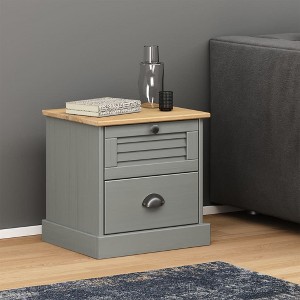 vidaXL VIGO Bedside Cabinet Gray 16.5"x13.8"x16.5" Solid Wood Pine - 1 of 4