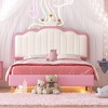 NicBex Twin/Full Size Princess Upholstered Bed Frame with Crown-Shaped Headboard and LED Light for Girls,Solid Wood Slats Support,Easy Assembly - 2 of 4