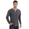 Mens Long Sleeve Henley Shirts Casual Tee Shirts Crew Neck Regular Fit Button Pullover T-Shirts - 2 of 4