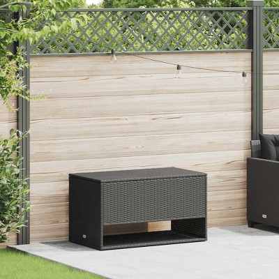 Cushion Box Black PE Rattan, Powder-Coated Steel, Polyester vidaXL