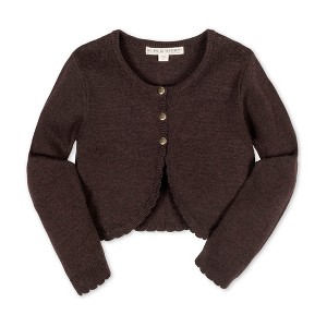 Hope & Henry Girls' Organic Cropped Scallop Edge Sweater Cardigan, Kids - 1 of 4