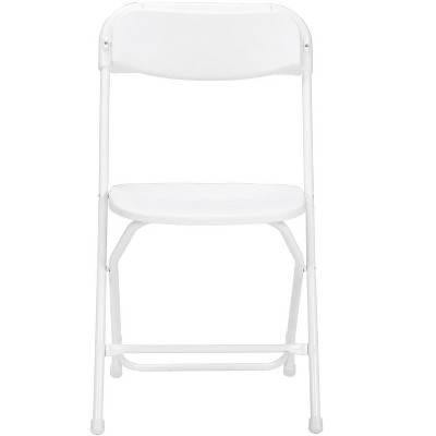 White Plastic Folding Chair Set with Steel Frame, 8-Pack