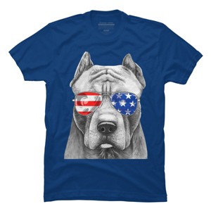 Men's Design By Humans American Pitbull With Sunglasses By T-Shirt - 1 of 2