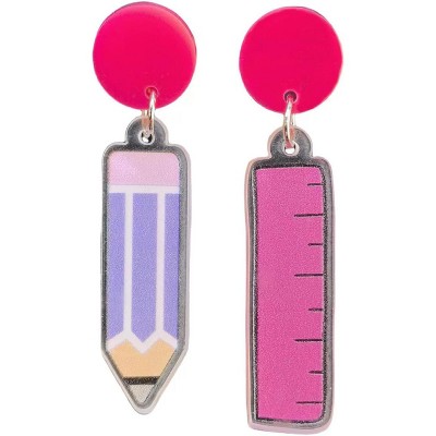 Back to School Dangle Earrings - Playful Pencil & Ruler Design for Teacher Appreciation & Academic Celebrations