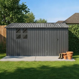 GDFStudio Hadley 12x10 Ft Metal Outdoor Storage Shed with Window