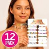12PC Tattoo Choker Necklace for Women - 90s Choker Necklaces Y2K Vintage-Emo Black Choker Rainbow Pink White Purple Neon Green Blue Daisy Flower - 2 of 4