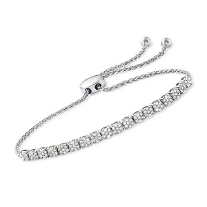 Ross-Simons 1.00 ct. t.w. Diamond Cluster Bolo Bracelet in Sterling Silver Size - 1 of 4