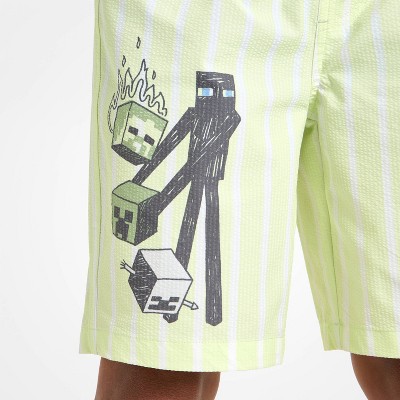 Minecraft Boys' Minecraft Striped Swim Trunks - Lime Green L — фото 3