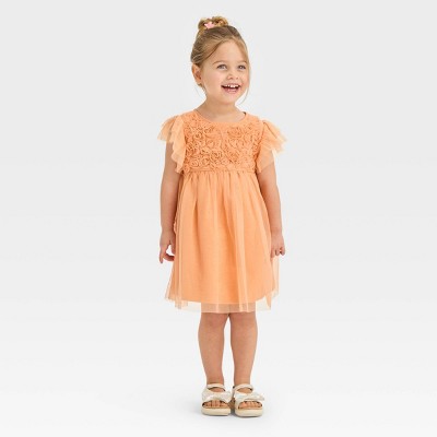 Image of Toddler Girls' Tulle Dress - Cat & Jack™ Peach 12M
