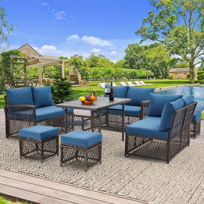 COWLOWN 7 Piece Grey Rattan Outdoor Patio Furniture Set, Rattan Sectional Sofa, Cushions for Versatile Outdoor Living