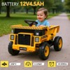 12V Kids Ride On Dump Truck, Electric Car Toy for Toddlers with Electric Dump Bed Shovel Spring Suspension Music LED Lights - 3 of 4