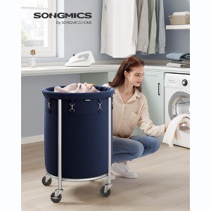 Laundry Hamper with Wheels Round Rolling Laundry Sorter Laundry Cart with Removable Bag - 1 of 4
